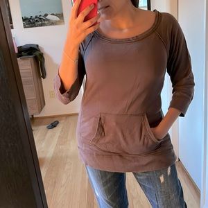 Forever 21 casual grey tunic sweater shirt, 3/4 sleeve with front pockets